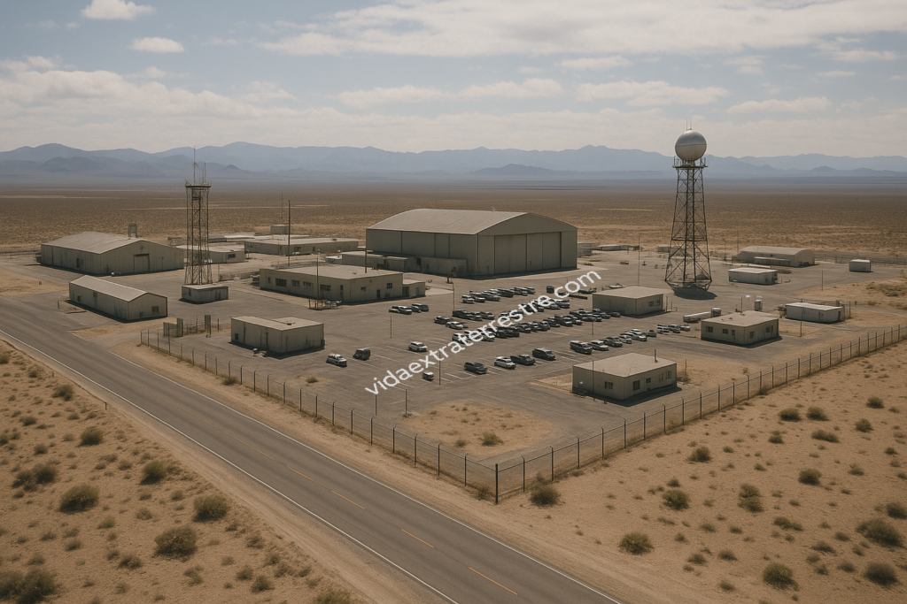 imagen artistica de unos edificios del area 51, hecha por vidaextraterrestre.com