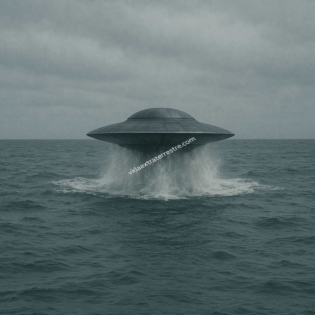 imagen de ovni de alienígenas en el mar, hecha por vidaextraterrestre.com