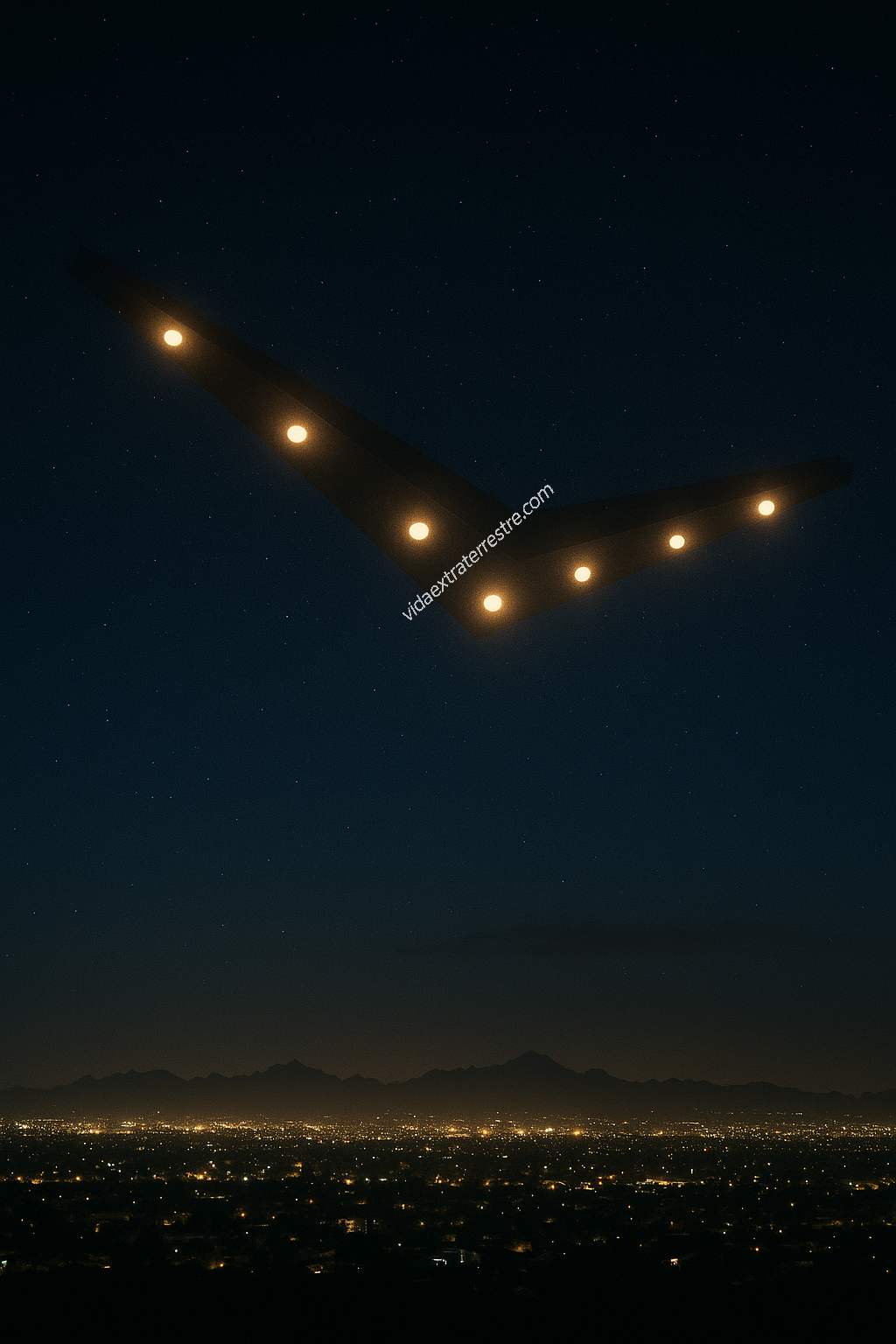 incidente ovni de phoenix lights, imagen hecha por vidaextraterrestre.com