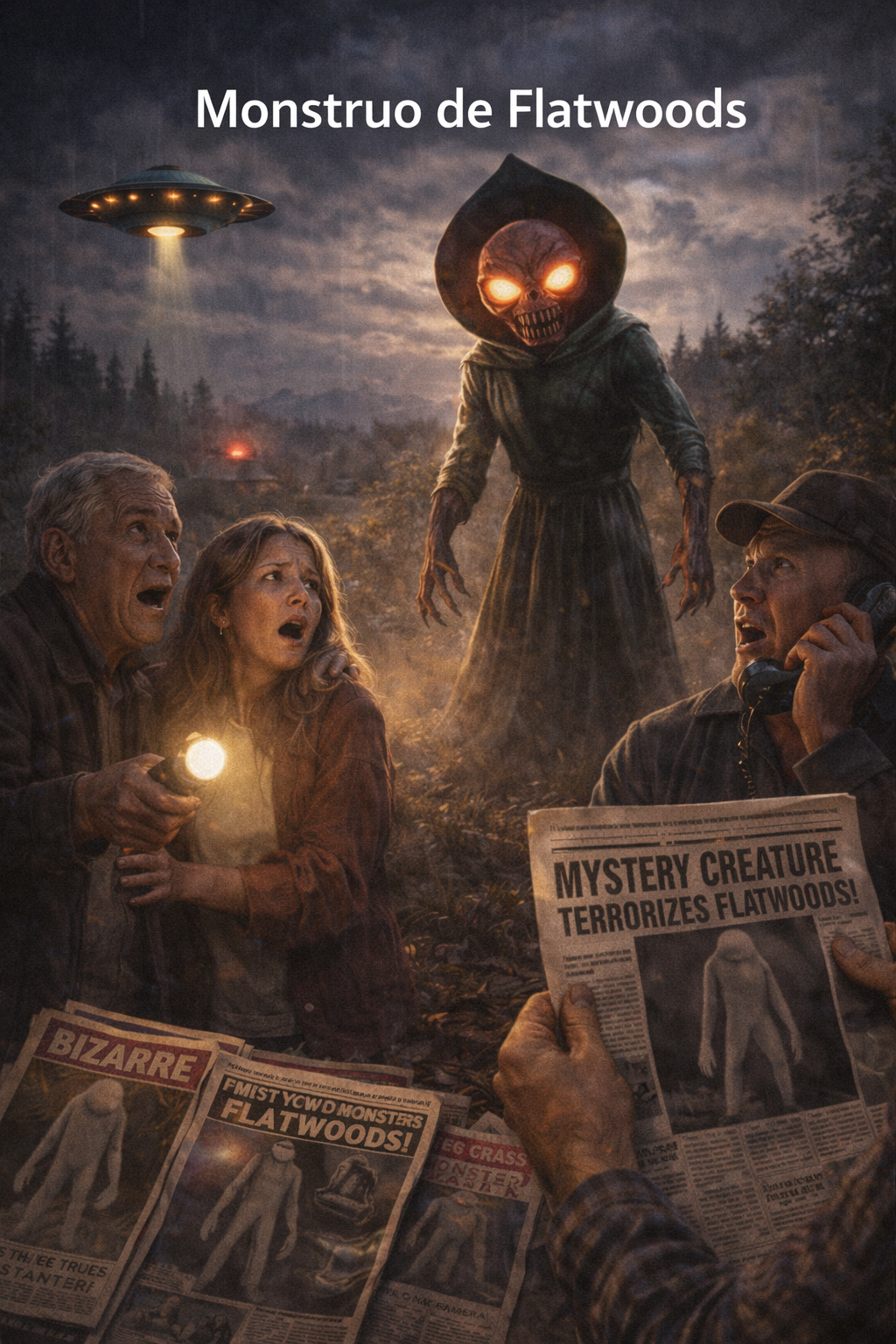 monstruo de flatwoods, imagen creada por vidaextraterrestre.com