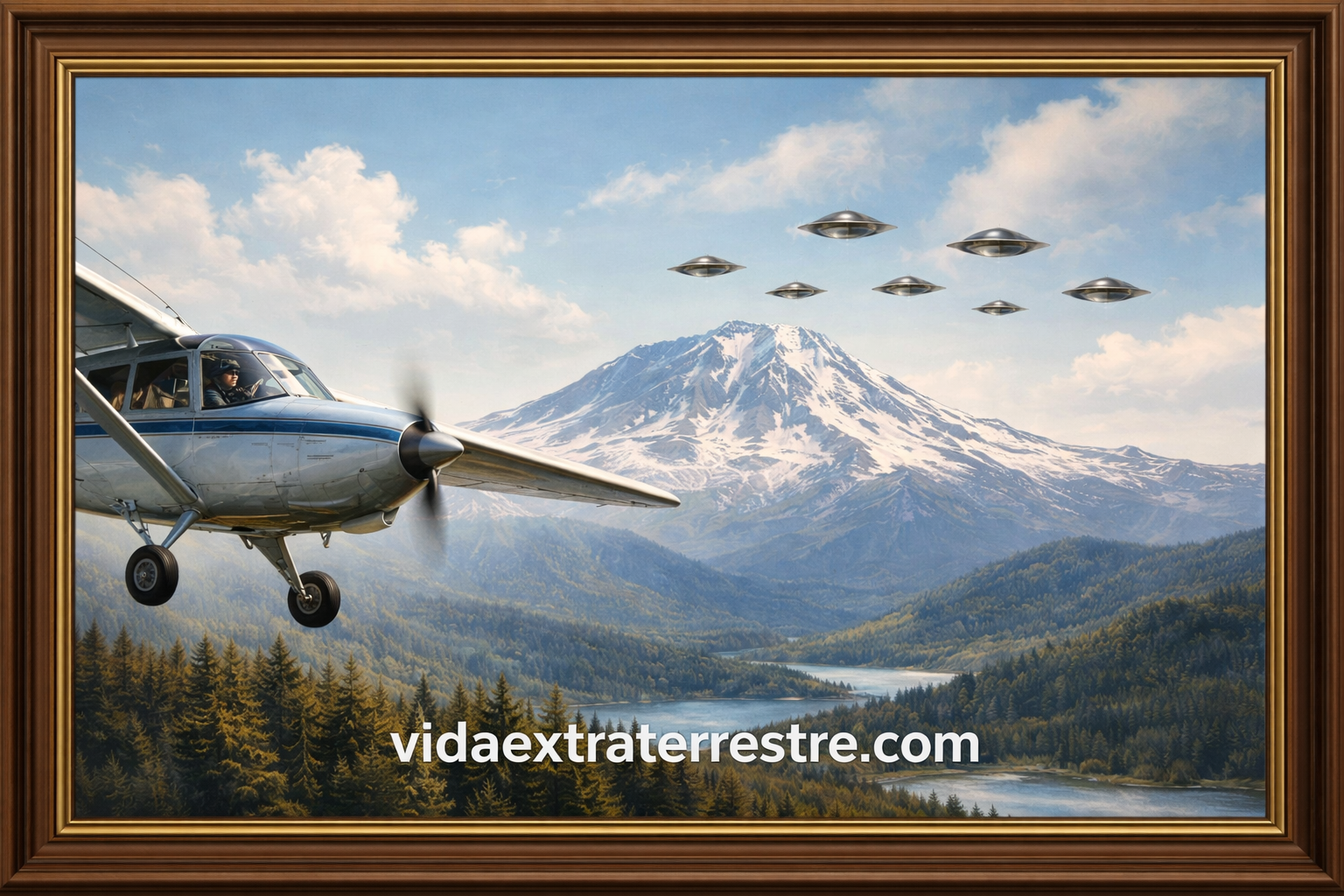 avistamiento de kenneth arnold, imagen hecha por vidaextraterrestre.com
