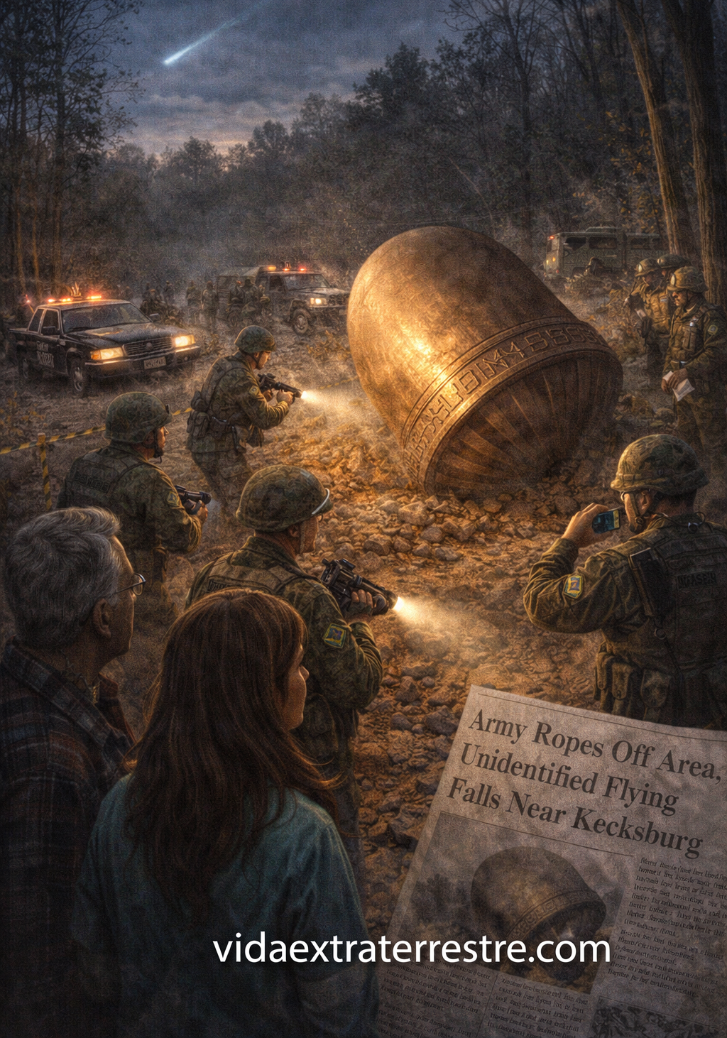 incidente de kecksburg, imagen creada por vidaextraterrestre.com