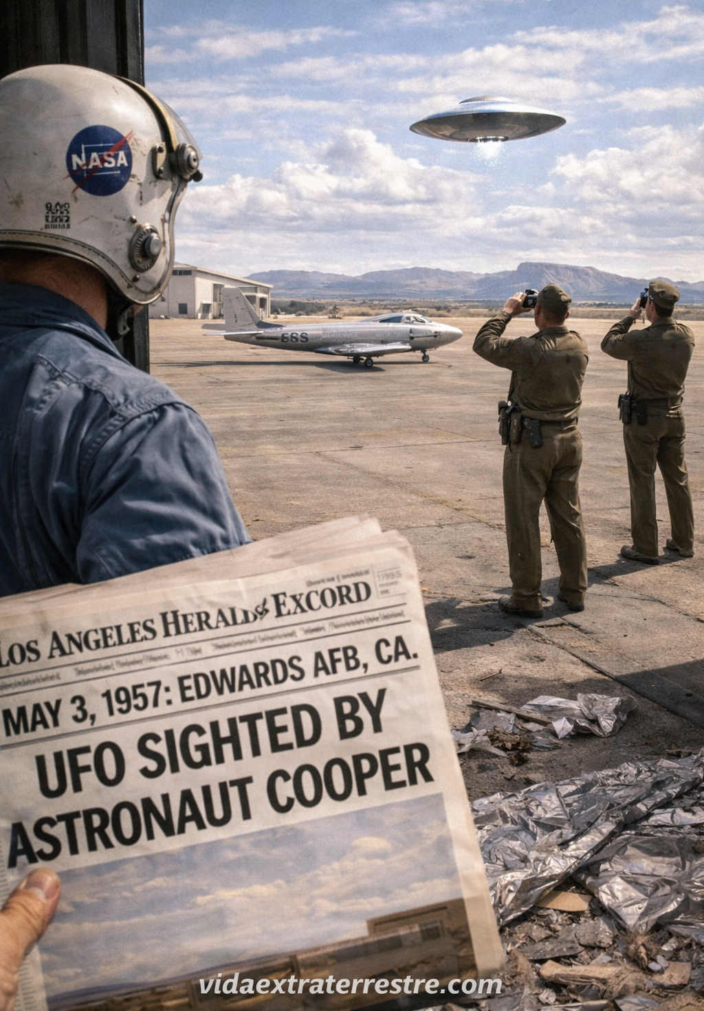Avistamiento de Gordon Cooper, imagen creada por vidaextraterrestre.com